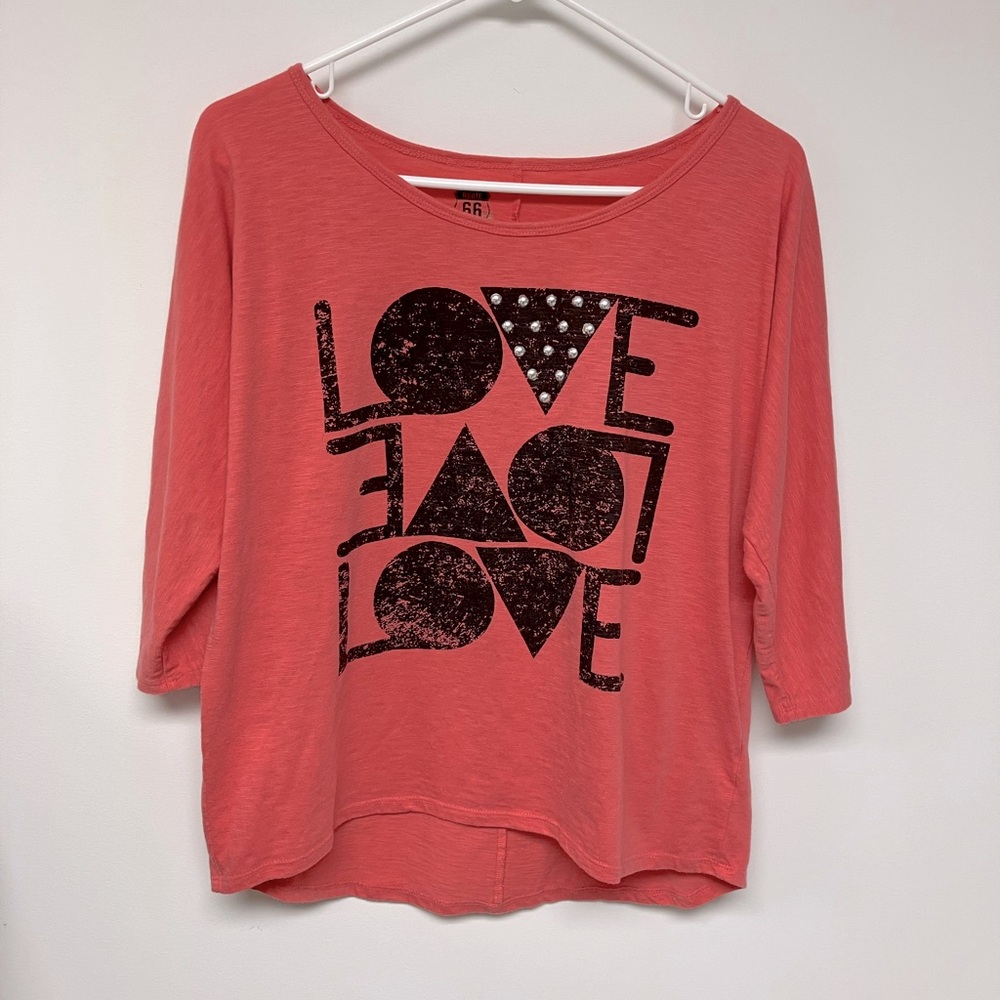 Route 66, women’s tee, peachy pink, LG